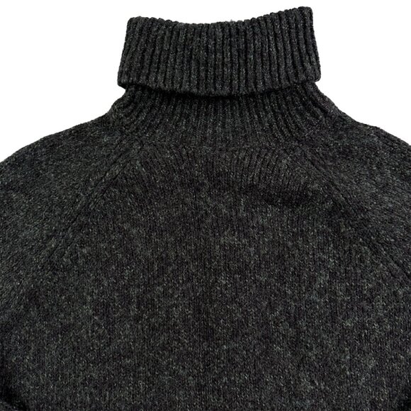 Michael Kors Charcoal Slouch Turtleneck Sweater Women's L MK Logo Knit Pullover - Picture 5 of 12